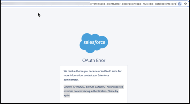 OAuth connection error