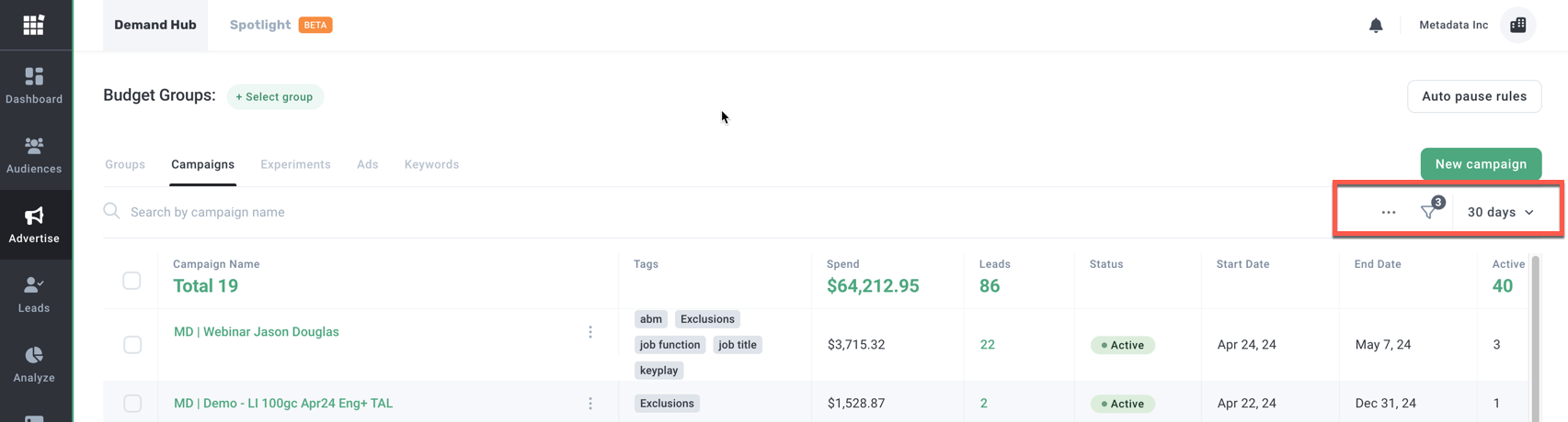 Shortcuts and Filters