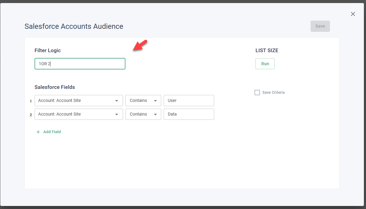 Advanced filter logic